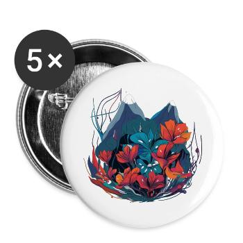 Alpenblume Blume Flower - Buttons groß 56 mm (5er Pack) - Weiß - Vorne