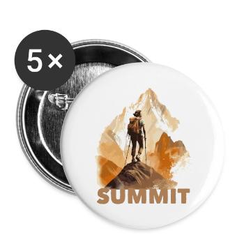 Wandern Frau Berge Summit - Buttons groß 56 mm (5er Pack) - Weiß - Vorne