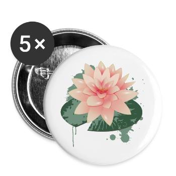 Water lily graffiti with green lily pad - Buttons large 2.2''/56 mm (5-pack) - white - Front