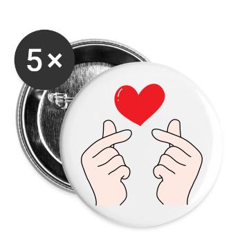 Cœurs de doigts 5 - Lot de 5 grands badges (56 mm) - blanc - Devant