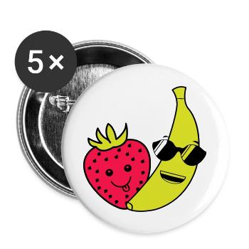 Fraise Banane - Lot de 5 grands badges (56 mm) - blanc - Devant