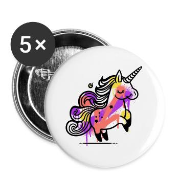 Licorne fantaisiste avec Splash Art - Lot de 5 grands badges (56 mm) - blanc - Devant