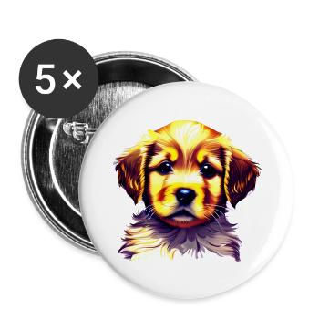 Golden Retriever Dog Owner Dog Puppy - Lot de 5 grands badges (56 mm) - blanc - Devant