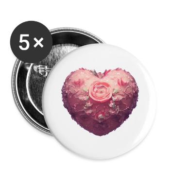 Muttertag Hochzeit Verlobung Liebe Valentinstag - Buttons groß 56 mm (5er Pack) - Weiß - Vorne