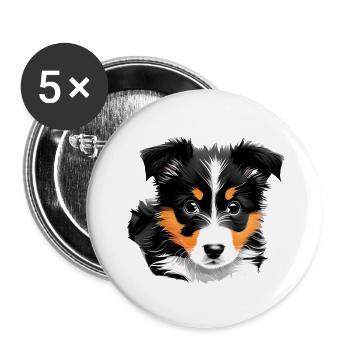 Dog Owner Australian Shepherd Puppy - Buttons large 2.2''/56 mm (5-pack) - white - Front