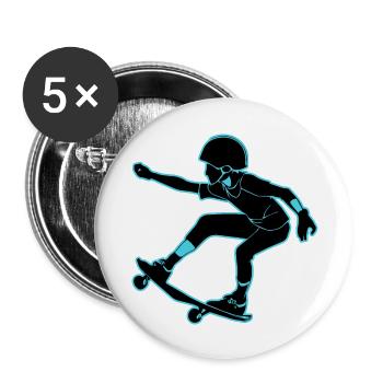 Skateboard Girl Boy - Buttons large 2.2''/56 mm (5-pack) - white - Front