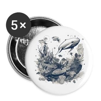 The whale - Buttons large 2.2''/56 mm (5-pack) - white - Front