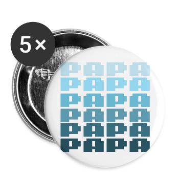 PAPA Retro Gaming 8bit Schriftzug - Buttons groß 56 mm (5er Pack) - Weiß - Vorne