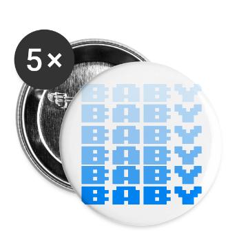 BABY Schriftzug Retro Gaming 8bit - Buttons groß 56 mm (5er Pack) - Weiß - Vorne