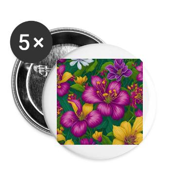 Amazing Flowers - Buttons large 2.2''/56 mm (5-pack) - white - Front