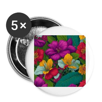 Amazing Flowers - Buttons large 2.2''/56 mm (5-pack) - white - Front