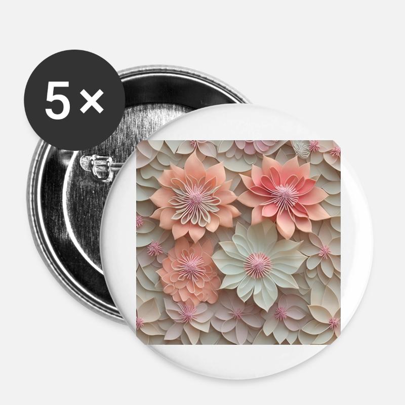 Amazing flowers - Buttons large 2.2''/56 mm (5-pack) - white