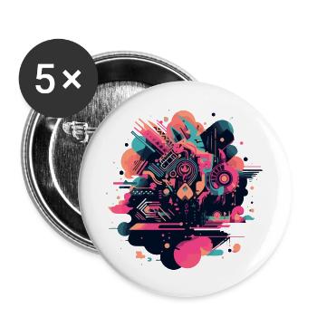 Géométrie abstraite - Lot de 5 grands badges (56 mm) - blanc - Devant