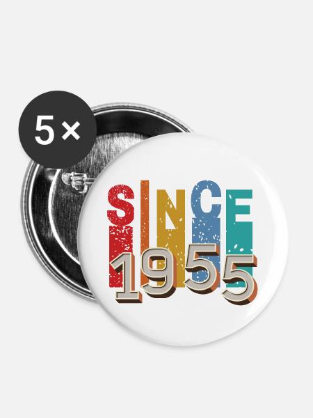 Seit 1955 retro - Buttons groß 56 mm (5er Pack) - Weiß