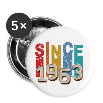 Seit 1960 retro - Buttons groß 56 mm (5er Pack) - Weiß - Vorne
