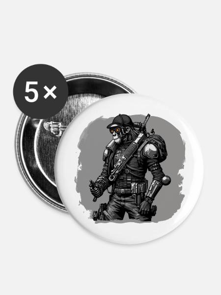 Affen-Rebell - Buttons groß 56 mm (5er Pack) - Weiß