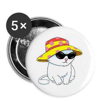 Kätzchen im Strandstil - Buttons groß 56 mm (5er Pack) - Weiß - Vorne
