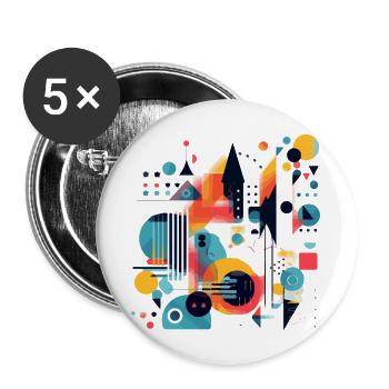 Abstract geometric design - Buttons large 2.2''/56 mm (5-pack) - white - Front