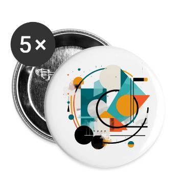 Abstract geometric design - Buttons large 2.2''/56 mm (5-pack) - white - Front