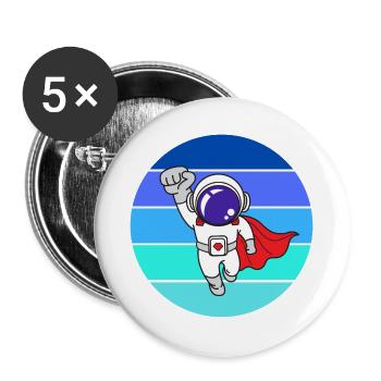 Weltraum, Galaxie, Astronaut - Buttons groß 56 mm (5er Pack) - Weiß - Vorne
