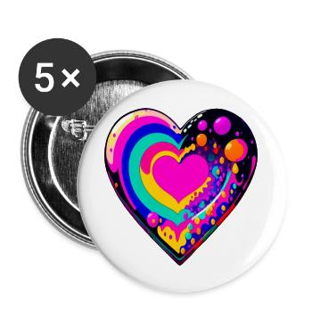 Heart - Buttons large 2.2''/56 mm (5-pack) - white - Front
