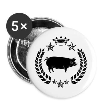 Shadow pig in laurel wreath with crown - Buttons large 2.2''/56 mm (5-pack) - white - Front
