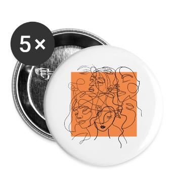 Orange face line - Buttons large 2.2''/56 mm (5-pack) - white - Front