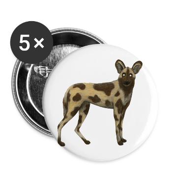 Wildhund - Buttons groß 56 mm (5er Pack) - Weiß - Vorne