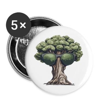 Arbre avec des lunettes de soleil - Lot de 5 grands badges (56 mm) - blanc - Devant