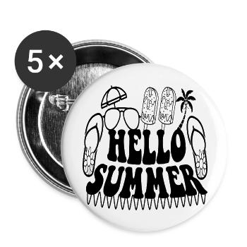 Bonjour Summer - Lot de 5 grands badges (56 mm) - blanc - Devant