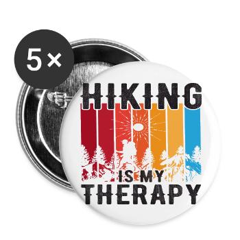 Hiking is my Therapy - Buttons groß 56 mm (5er Pack) - Weiß - Vorne