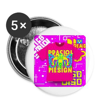 T-shirt fluo - Lot de 5 grands badges (56 mm) - blanc - Devant
