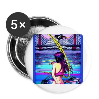Neongirl - Buttons groß 56 mm (5er Pack) - Weiß - Vorne