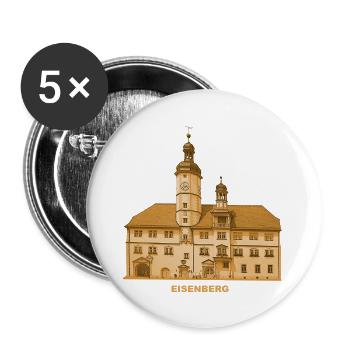 Eisenberg Town Hall Holzland Thuringia - Buttons large 2.2''/56 mm (5-pack) - white - Front