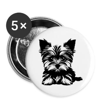 Dog Owner Yorkshire Terrier Puppy Dog - Buttons large 2.2''/56 mm (5-pack) - white - Front