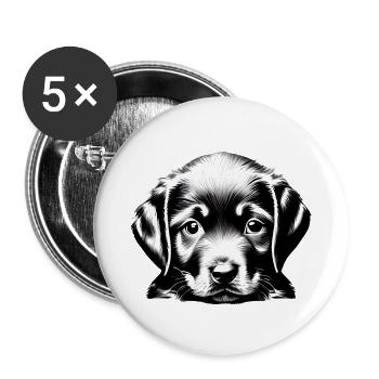 Labrador Retriever Labrador Propriétaire Chiot - Lot de 5 grands badges (56 mm) - blanc - Devant