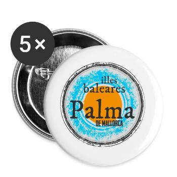 Balearen Inseln Palma Design - Buttons groß 56 mm (5er Pack) - Weiß - Vorne