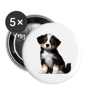 Puppy Australian Shepherd Dog Owner - Buttons large 2.2''/56 mm (5-pack) - white - Front