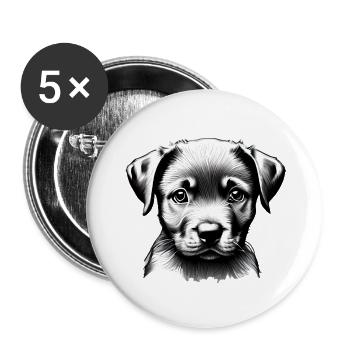 Labrador, propriétaire du chiot Labrador Retriever - Lot de 5 grands badges (56 mm) - blanc - Devant