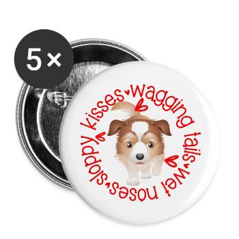 AUSTRALIAN SHEPHERD sloppy kisses - Buttons large 2.2''/56 mm (5-pack) - white - Front