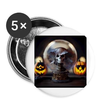 Halloween Pirate Skull Globe - Lot de 5 grands badges (56 mm) - blanc - Devant