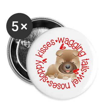 Cute Chow Chow, sloppy kisses - Buttons large 2.2''/56 mm (5-pack) - white - Front