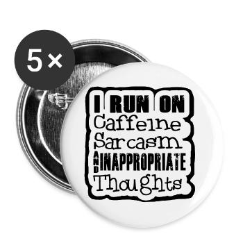 Ich ernähre mich von Koffein und Sarkasmus. Humor - Buttons groß 56 mm (5er Pack) - Weiß - Vorne