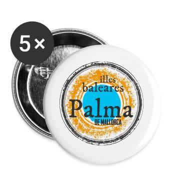 Balearen Insel Palmen Illustration - Palma  - Buttons groß 56 mm (5er Pack) - Weiß - Vorne