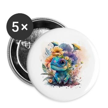 Dino Design - Buttons groß 56 mm (5er Pack) - Weiß - Vorne