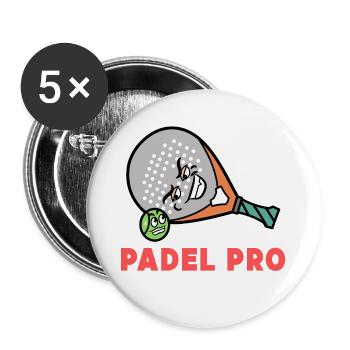 Padel Training Spieler Statement Turnier Schläger - Buttons groß 56 mm (5er Pack) - Weiß - Vorne