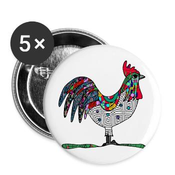 Hahn - Buttons groß 56 mm (5er Pack) - Weiß - Vorne