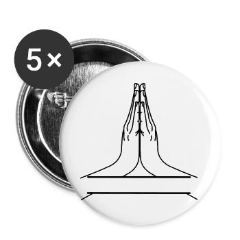 Namaste deux mains avec barre de texte. - Lot de 5 grands badges (56 mm) - blanc - Devant