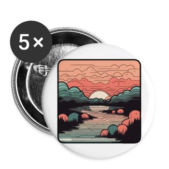 Coucher de soleil - Lot de 5 grands badges (56 mm) - blanc - Devant