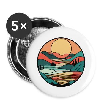 Coucher de soleil - Lot de 5 grands badges (56 mm) - blanc - Devant